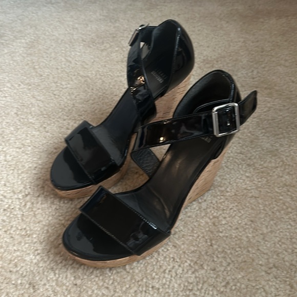 Stuart Weitzman Oneliner Black Patent Leather Wedge, Women’s 9 - Picture 3 of 7